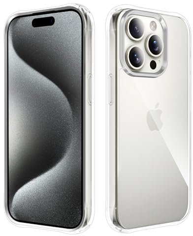 iCatchy for iPhone 15 Pro Max Case 6.7-Inch, Shockproof Bumper Phone Cover, Anti-Yellowing Scratch Resistant Clear Back Compatible with iPhone 15 Pro Max (Clear)