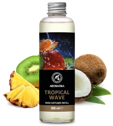Raumduft Diffuser Nachfüller Tropische Welle 200ml - Nachfüller für Duftdiffusor - Raumbeduftung - Zimmerduft Diffuser Nachfüllen - Fruchtiges Aroma - Raumluft - Reed Diffuser Refill Tropical Wave