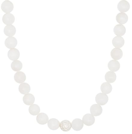 BERGERLIN Mondstein Halskette echt - Perlenkette mit 925 Sterling Silberperle - Echte Mondstein Kette in Größe XS-S