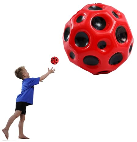 YEJAHY Jump Ball, Mini Bouncing Ball Toy, Space Jump Ball Moon Ball, Bounce Ball Hohe Springender Gummiball Sprünge Gummiball Space Ball Für Kids Party Gift (Rot)
