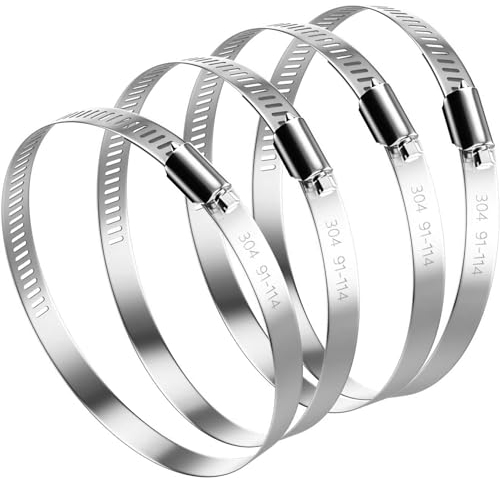 4PCS 91-114 mm Stainless Steel Spring Clamp, Hose Clips for Securing Hoses and Pipes Tube, Applicablefor Flexible Exhaust Hose Pipe Washing Machine Garden Connections
