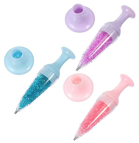 STOBOK Lot De 3 Stylos à Pointiller en Plastique avec Strass DIY pour Broderie, Décoration Diamant Multicolore pour Travaux Manuels Et Loisirs Créatifs