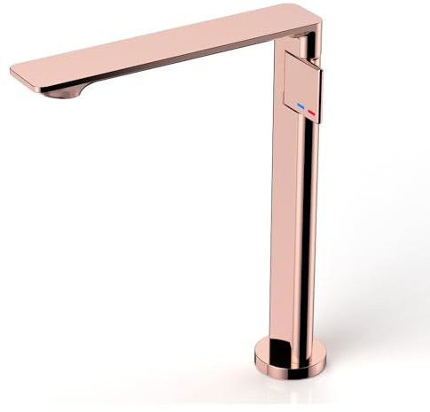 Bathroom Brass High Extra Long Spout Single Handle Single Hole Vessel Sink Bowl Mixer Tap Toilet Basin Mixer Tap Rose Gold