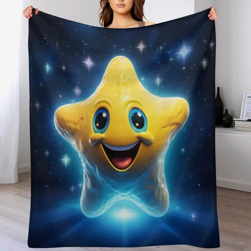 PAZZK Kuscheldecke süße Sterne Decke Tagesdecke - Weiche Flannel Decke Mit Muster Sofadecke - Baumwolldecke Wohndecke Sofaüberwurf Bettüberwurf(180×200cm)