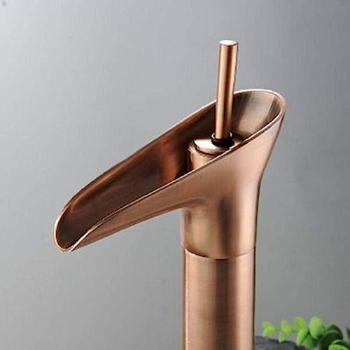 Antiker Kupfer-Wasserfall-Badezimmer-Waschtisch-Wasserhahn, Einhand-Loch-Waschtisch-Mischbatterie,für die Küche
