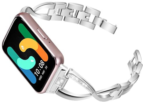 Bracelet de rechange en métal pour Galaxy Fit 3 - Style élégant - Compatible avec la montre connectée Samsung Galaxy Fit 3 SM-R390 - Bracelet réglable pour Galaxy Fit 3 - Pour homme et femme, Galaxy