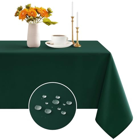 Romanstile Tischdecke Weihnachten 300 x 150 Dunkelgrün abwaschbar,wasserabweisend,schmutzabweisend Tischtuch Table Cloth Tischwäsche für Geburtstag,Party,Silvester,Neujahr,Hochzeiten,Fest,Christmas