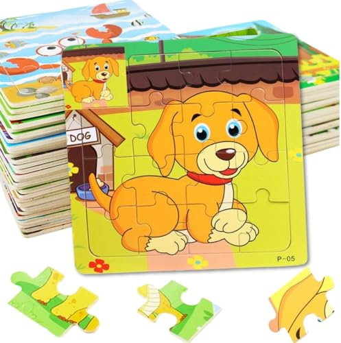 18 PCS Puzzles Niños de Madera, Regalos Cumpleaños Niños Colegio, Detalles Cumpleaños Infantil Invitados, Mini Juegos, Sorpresas Cumpleaños, Envase Regalitos Individuales (Pack 18 Puzzles)