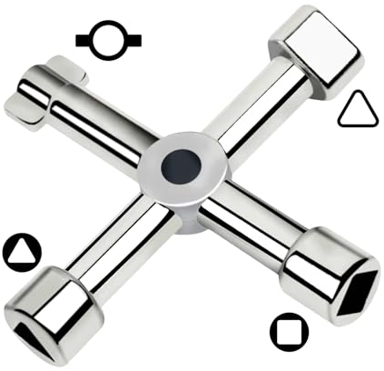 4-in-1 Metal Utility Key for Gas Meter Box, Radiator, Electric Box & Meter Cupboard, Zinc Alloy Gas Meter Key, Triangle UK Electric Box Key, Versatile Cabinet Key for Meter Reading