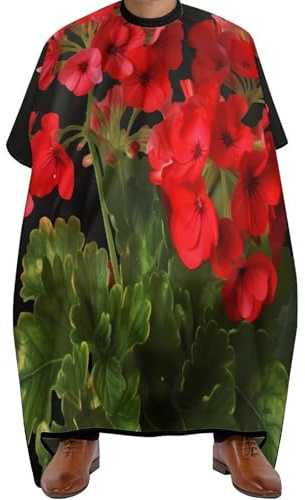 VFMKT Red Geraniums Barber Cape for Men Women Waterproof Hair Cutting Cape Salon Cape with Adjustable Snap Closure Hair Cutting Accessories, Style, One size