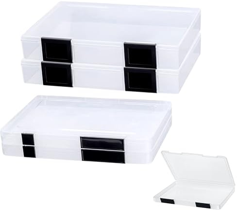 Hylruu 4 Pcs Clear A4 File Portable Project Case, Plastic Storage Box for Letter Paper, Scrapbook Paper Storage Boxes