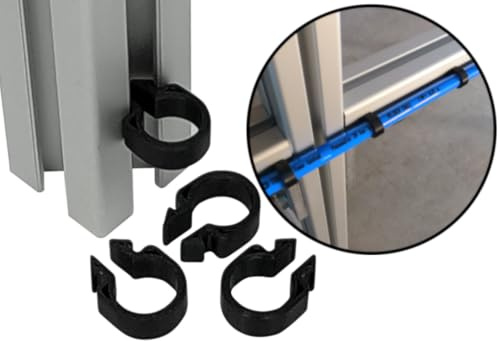 Clips para fijación de cables en perfil de construcción. Fijación rápida con función Push Click. Abrazadera. Clip de cable para perfiles de aluminio (ranura tipo B 8, diámetro interior 12 mm, negro,