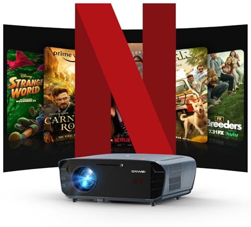 Smart 4K Projector with Netflix Certified, Dolby Audio, ToF Auto Focus, 1900 ANSI Daytime Projector 4K HDR, with Google TV, NFC, WiFi6, Bluetooth 5.4,HDMI ARC, for Home Cinema/Outdoor Movie Gaming TV