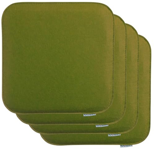 Brandsseller Sitzkissen Filz Eckig 4er Set 35x35x2 cm Stuhlkissen Sitzauflage Gepolstert Dunkelgrün