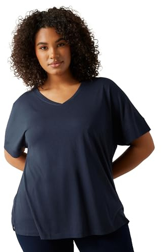EVANS Curve Blue Short Sleeve Modal Rich T-Shirt - Women's - Plus Size Curve