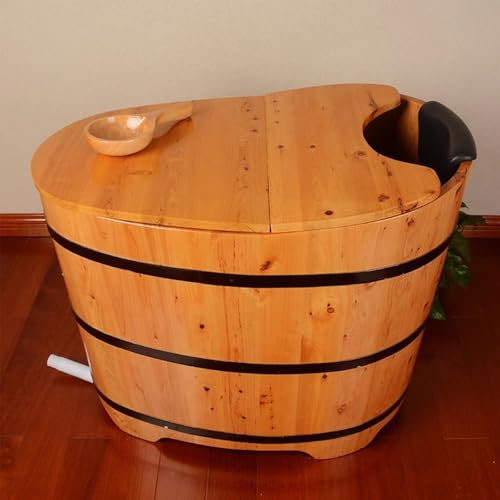 ZCBYBT Solid Wood Deep Soaking Tub Free Standing Baignoire en Bois Compact Soaker Lit pour Petite Salle de Bain