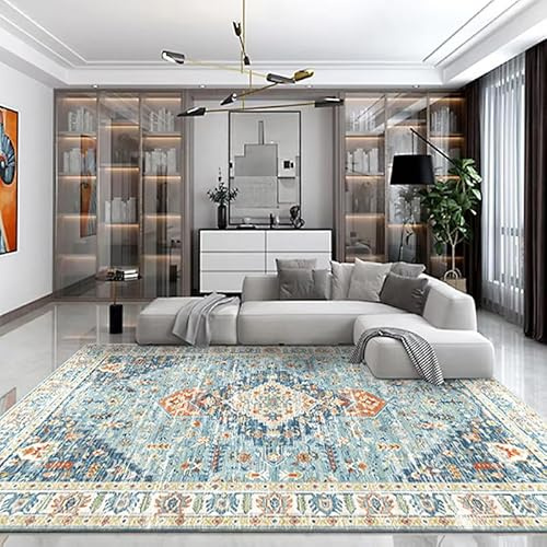YULEYU Vintage Teppiche, Großer Teppich, Boho Teppiche, Waschbar Teppich für Wohnzimmer Schlafzimmer rutschfest (Grün, 240 * 300cm)