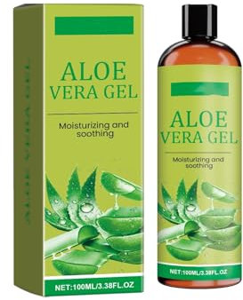Bio-Gel aus geschnittener reiner Aloe, groß, 12 oz, hochwertigstes, in angebautes, veganes, unparfümiertes Gel für Gesicht, Haut, Haare, Sonnenbrand (100 ml) Simple Creme (Green, One Size)