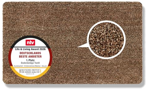Schmutzfangmatte innen waschbar - Braun/beige/schwarz 50x80cm (Rechteckig) | Flache Sauberlaufmatte innen Fussmatte pflegeleicht Türmatte PVC-FREI Fußabtreter robust Fußmatte saugfähig Eingangsbereich