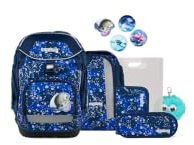 ergobag Schulranzen-Set Pack Set Bundle OzeanBärwohner - Blau | Ergonomischer Schulrucksack flexibel, 7-teiliges Set für die 1. Klasse Grundschule, für Mädchen und Jungen, AW25/26