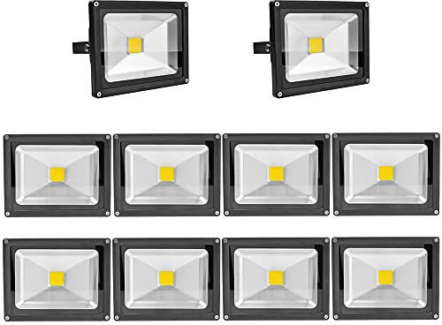 Greenmigo 10x 20W SMD LED Fluter Strahler Gartenlampe Kaltweiß kaltweiss Licht mit Silbergrau Aluminium Gehäuse Wasserdicht IP65 85-265V