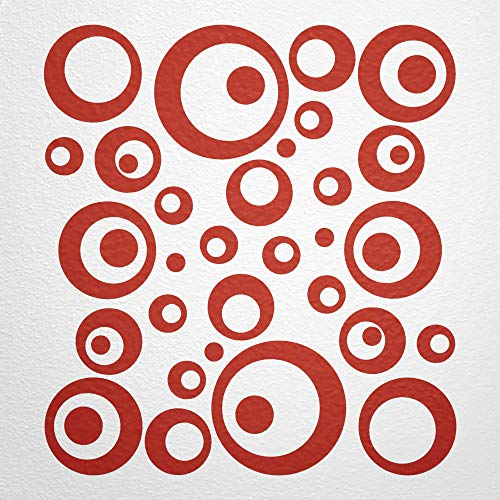WANDfee Wandtattoo Kreise Punkte 50 FARBWUNSCH I rot I Wandaufkleber Aufkleber Kinderzimmer Fliesenaufkleber Badezimmer Küche