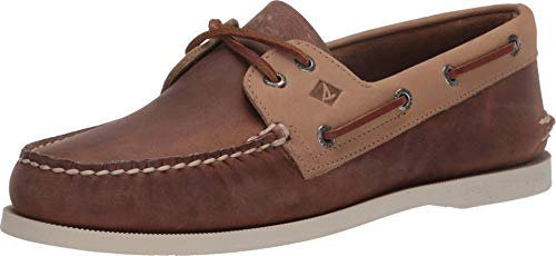 Sperry Men's A/O 2-Eye Leather Boat Shoe, Sahara/Oatmeal, 9 UK medium