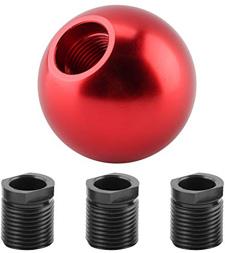 EBTOOLS Car Schaltknauf, Universal Schaltknauf, Runde Kugelform(Rot) | Metallhebelkopf mit 8/10/12 mm Adaptern, rund für Stick