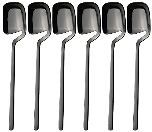 IQCWOOD Coffee Tea Spoons, 5.6 Inches Stainless Steel Small Espresso Spoons for Dessert, Ice Cream, Sugar, Tea, Set of 6 (Black)