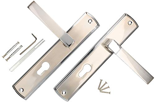 KOTARBAU® Türdrückerset 90 mm PZ Langschild Nickel-Chrom Universal Modern
