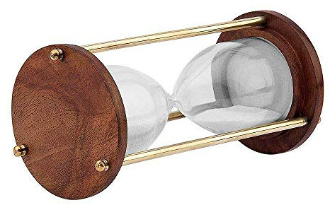 Sanduhr aus Holz und Messing, ideal für die Zubereitung von Tee, antike nautische Dekoration, Höhe 15,2 cm, 5 Minuten