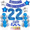 Luftballons 22 Geburtstag Mann deko blau, Geburtstagsdeko 22 Jahre Mann Dekoration, Ballon 22. Geburtstag Männer blau, Deko 22. Geburtstag Luftballons,Tortendeko 22. Geburtstag Mann kuchen deko