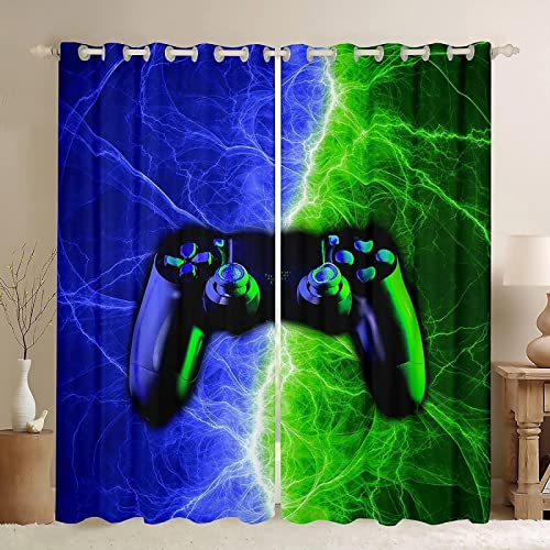 LKCD Tende Soggiorno Oscuranti Video Gamepad Lightning Gamepad 150X166Cm 2 Pezzi, Tende Termiche Isolanti Moderne Per Finestre - Camera Dei Bambini, Camera Da Letto, Cucina