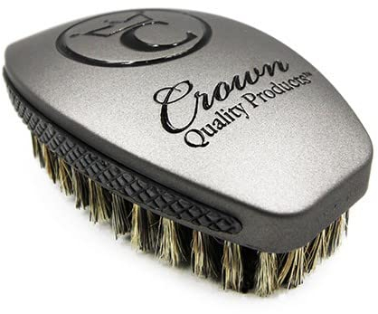 Crown Quality Products 360 Sport Wave Caesar 2.0 Haarbürste mit Wildschweinborsten, Medium, rauchgrau – rutschfester Griff, wasserdichtes Design – die ultimative 360-Wellenbürste