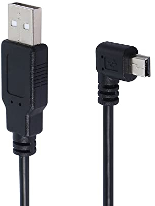 QIANRENON 90-Grad-Mini-USB-zu-USB-2.0-Verlängerungskabel Mini-5-poliger USB-B-Stecker, rechtwinklig zu USB-2.0-Stecker, Daten-GPS-Gerätekabel, 1,5 m (rechts gebogen)