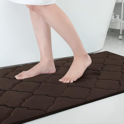 Homaxy Memory Foam Badematte rutschfest Badezimmerteppich-60 x 90 cm, Braun | weich & komfortabel, rutschfeste rückseite, schnelles wasser-absorbent, waschbar & pflegeleicht, breite anwendungsbereiche
