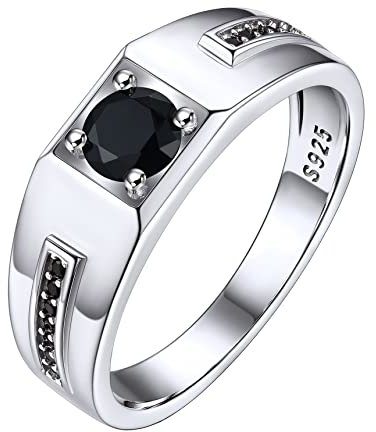 Bestyle Ringe Herren Billige Verlobungsring Silber 925 Damen AAA+ Zirkonia Ehering Partnerringe Kristall Ring Antragsring Edelsteinen Schwarz 57