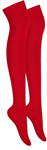 MOLLY MALOU Ladies Girls Women Over The Knee Plain Socks Comfortable Cotton Rich UK Size 4-6.5 (Red)