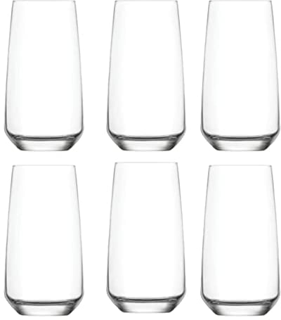 Glasshop Set of 6 Highball Drinking Glasses - 480ml, Contemporary Design for Cocktails, Water, Juice - Dishwasher Safe, Oven and Freezer Compatible