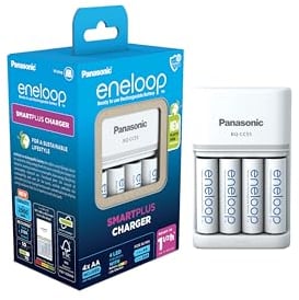 eneloop SmartPlus Charger, for 1-4 AA/AAA Rechargeable Batteries, 1.5h Charging Time, 10 Safety Features, 4 eneloop AA Batteries Included (2000 mAh), UK plug