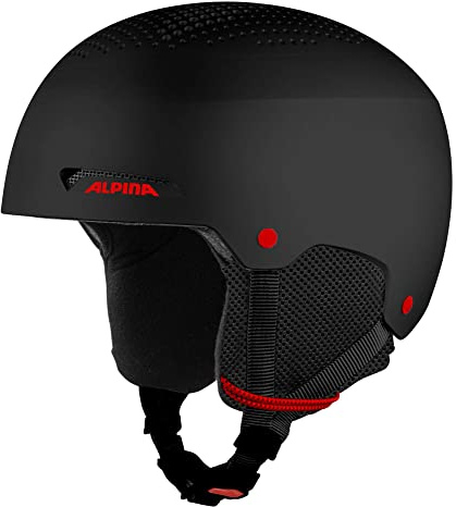 Alpina Schaufel Helm, Erwachsene, Unisex, Black Matt-Red (Mehrfarbig), 51-55