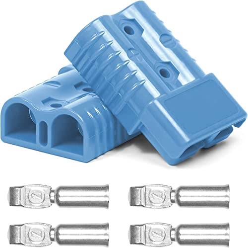 Bohaner Anderson Connector 175A 600V Battery Quick Disconnect Connector with Hard Rubber Boot Caps Modular Power Connectors Anderson Plug Quick Plug Kit (Blue 175A)