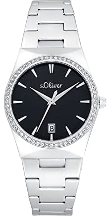 s.Oliver Armbanduhr Damen Quarzuhr Analog, mit Edelstahl Armband, Silber, 5 bar Wasserdicht, Kommt in Uhren Geschenk Box, 2034591