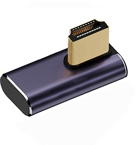 NFHK HDMI Stecker auf HDMI 2.1 Buchse Vertikal 90 Grad Links unten abgewinkelt Low Profile UHD Verlängerungsadapter Unterstützt 8K 60hz HDTV