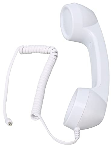 Retro 3,5-mm-Telefonhörer, Multifunktionaler, Strahlungsfreier Handtelefonempfänger, One-Touch-Bedienung für Handy-Computer (Weiss)