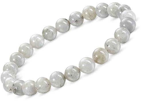 Coffret bracelet labradorite naturelles extensible en pierres de gemmes + fleur de vie - Un véritable bijoux de protection lithotherapie en perles de 8 mm - idée cadeau Labradorite