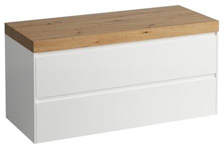 Laufen Lani Plan de toilette chêne sauvage incl. meuble sous-lavabo, sans découpe, 1185x495x580mm, H4065701122601, Couleur: Blanc mat