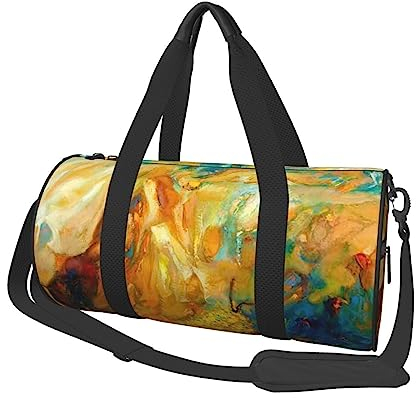 Malerei Reise Seesack Wasserdicht Turnbeutel mit Schuhfach Gepäck Tasche für Weekender Sport Urlaub, Schwarz , Einheitsgröße