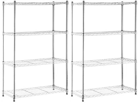7H SEVEN HOUSE Pack 2 Estanterías Metálicas con 4 Baldas Ajustables 137x91.4x35.5cm 320Kg 7house