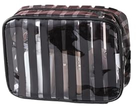 4 Kulturbeutel Durchsichtig,Durchsichtige Tasche Kulturbeutel Wasserdicht Toiletry Bag Kosmetiktasche Klein Wasserdicht Handgepäck-Reisezubehör Make-Up Tasche für Männer Frauen Kinder (Schwarz)